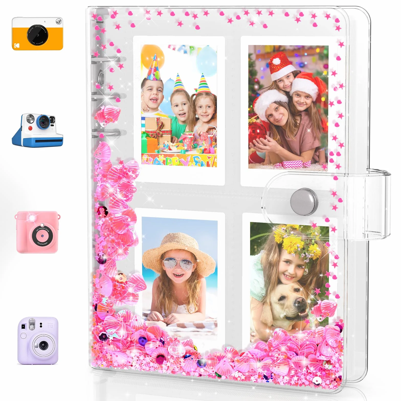 Álbum de fotos pequeño para Instax Mini, álbum de fotos para Polaroid, álbum de fotos para niños, para Instax Mini 11 12 40 KODAK Mini Photo (200 fotos) | Álbum de fotos para Polaroid, compatible con Fujifilm Instax Mini 11 12 40 Kodak Mini Photo, Medias