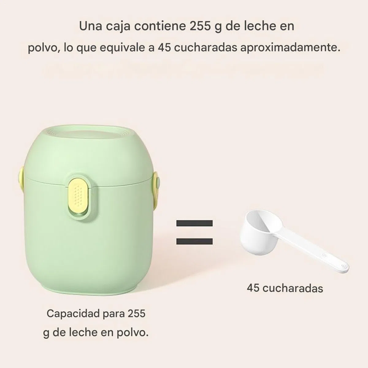 Dispensador de Leche de Viaje Portátil - Dispensador para Harina de Arroz con Cuchara - Organizador para Viajes Guarderías Paseos en Cochecito Canguros Playas Avión Tren