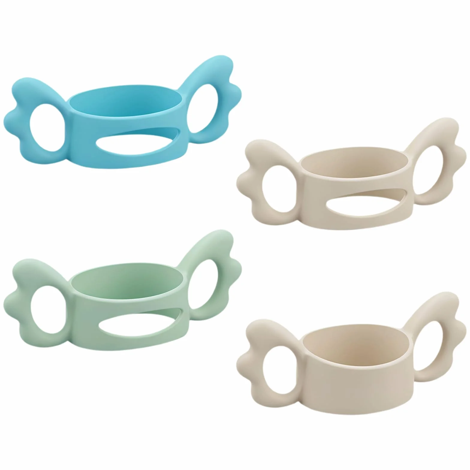 Amexo 4 Piezas Mango de Silicona para Biberón de Bebé, Asas para Biberones de Cuello Ancho EmpuñAduras de Silicona Asas de Silicona para Biberón para Bebé Diseño de Agarre de Mano Pequeña para Bebé
