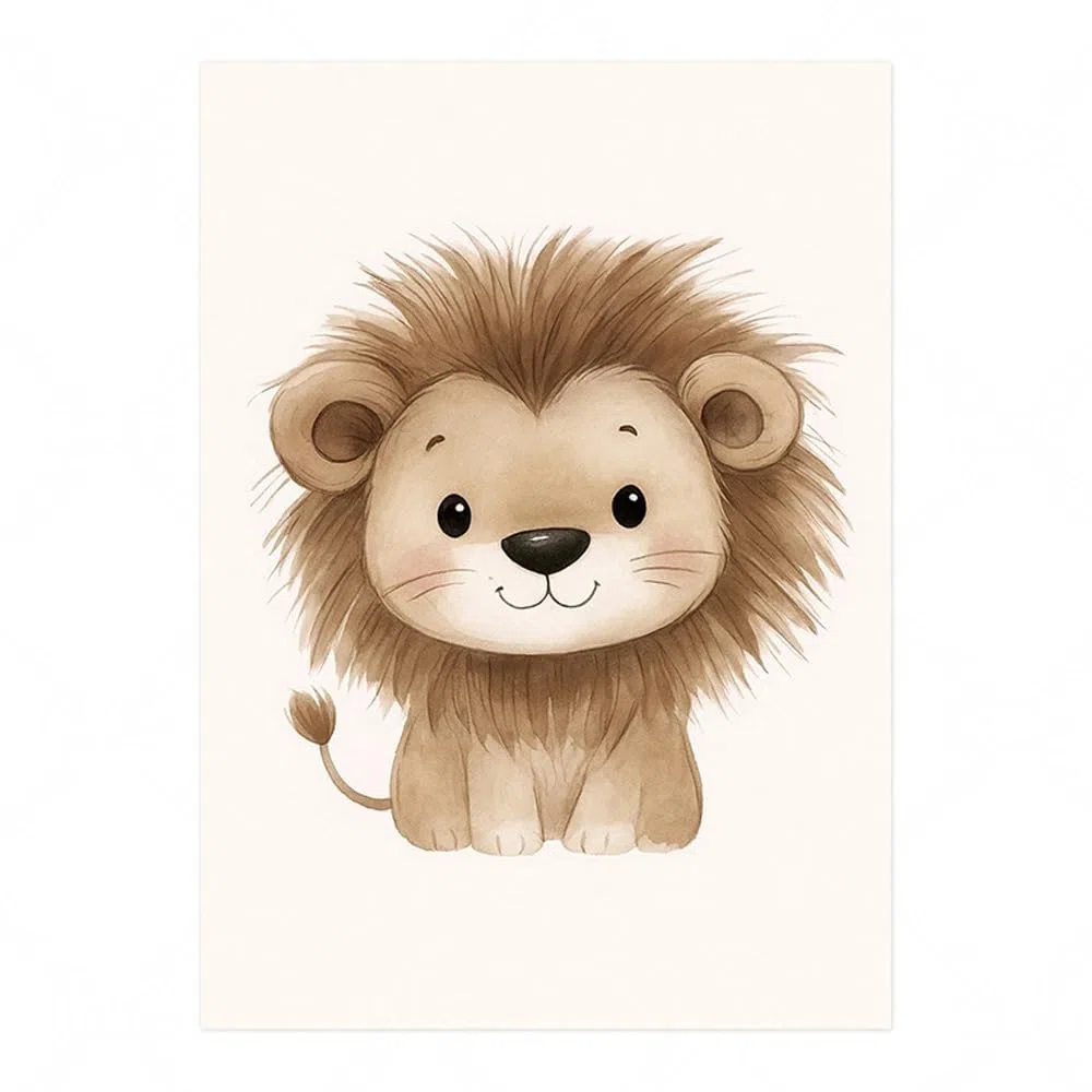 6 Laminas Animales Infantiles 21X30CM Cuadros Animales Niños Selva Elefante Jirafa León Zebra Poster Decorativos Habitacion Niños Lienzo Habitacion Bebe Cuadros Para Quarto Bebe Beige sin Marco