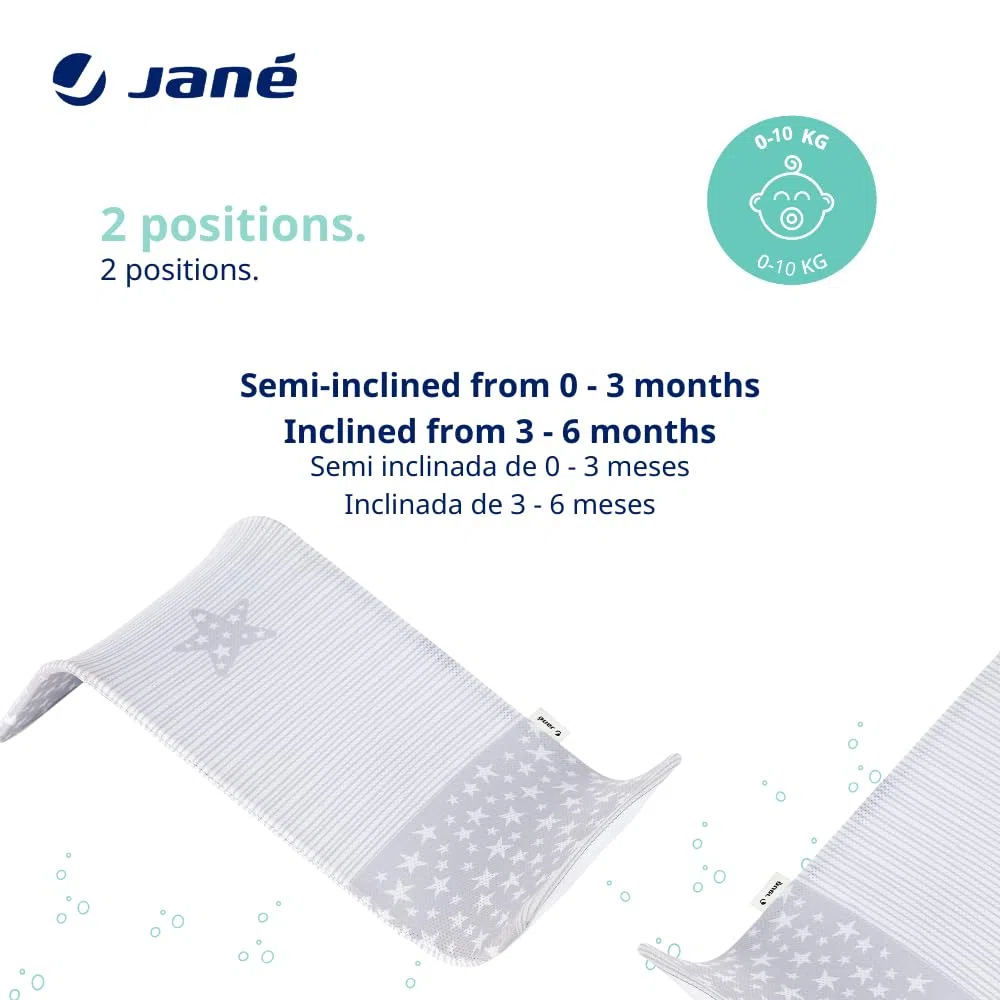 Jané Hamaca de Baño para Bebé, de 0 a 6 meses, para Bañera o Plato Ducha, Antimoho, Apto Lavadora