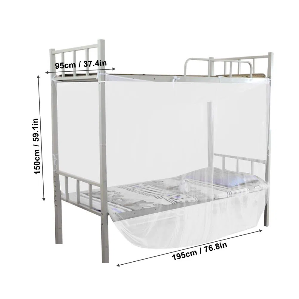 Haofy Toldo para Litera, Mosquitera para Cama, 4 Postes de Esquina, Litera, Cortina para Cama, Color Blanco (95x195x150cm)