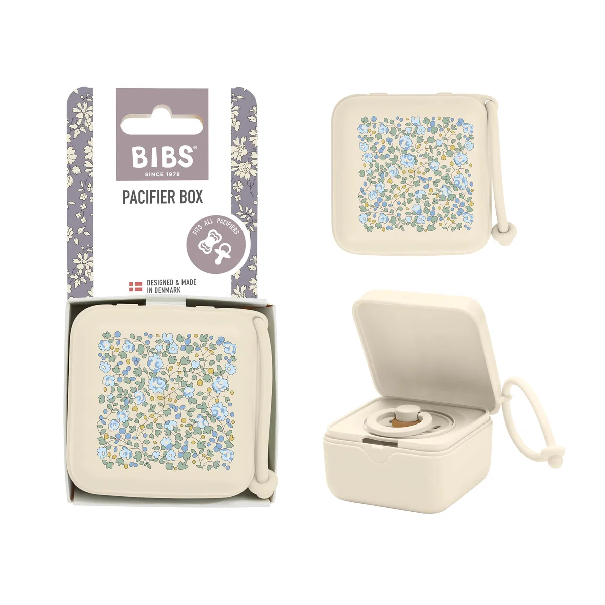 BIBS Liberty Estuche portachupetes BIBS, para guardar y transportar chupetes, se pueden guardar hasta tres chupetes, material de grado alimentario al 100% sin BPA, Talla única, Eloise Ivory