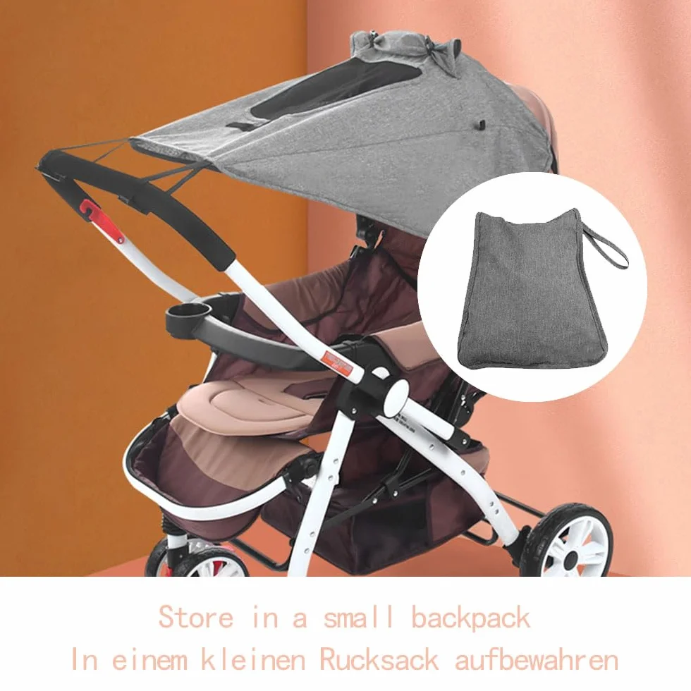 Sombrilla universal para niñera con protección UV 50+, asiento para bebé, impermeable, ventana y visera