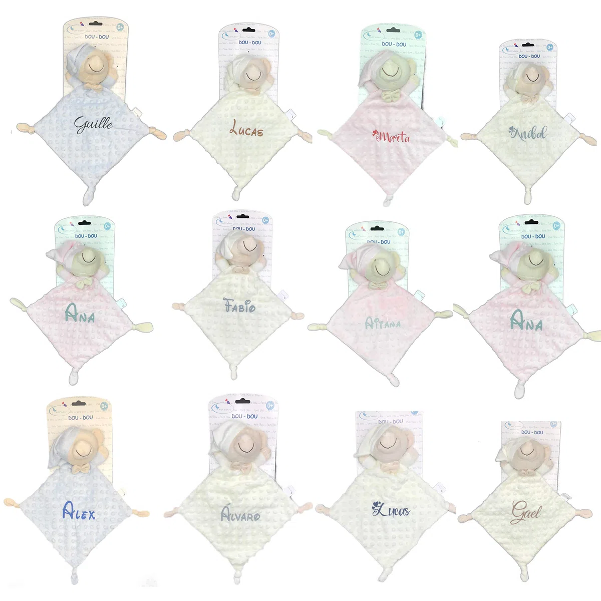 mibebestore Doudou Bebe Personalizado con Nombre Bordado Recien Nacido Dou Dou para Dormir Muñeco de Apego Regalo Personalizado Accesorio Infantil Baby Shower Bautizo Guardería Niño Niña