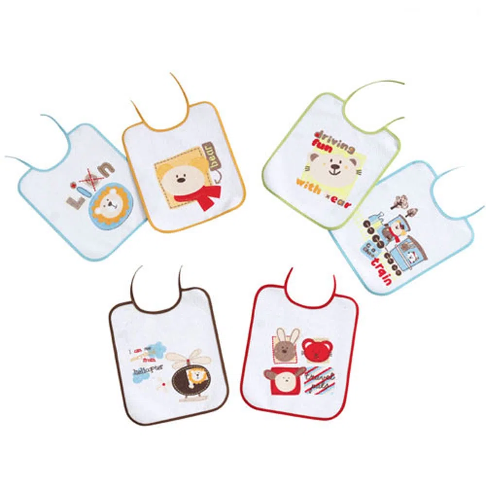 Interbaby 00133 - Pack de 12 baberos de rizo plastificado 25x30, unisex