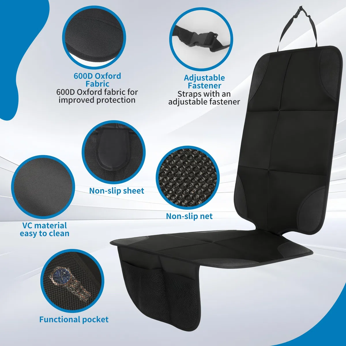 Nuangoo Protector Asiento Coche Silla Bebé, Universal Compatible Isofix Protector Silla Coche Bebé Antideslizante e Impermeable con Bolsillos Organizador, Funda Asiento Auto para Niños y Mascotas