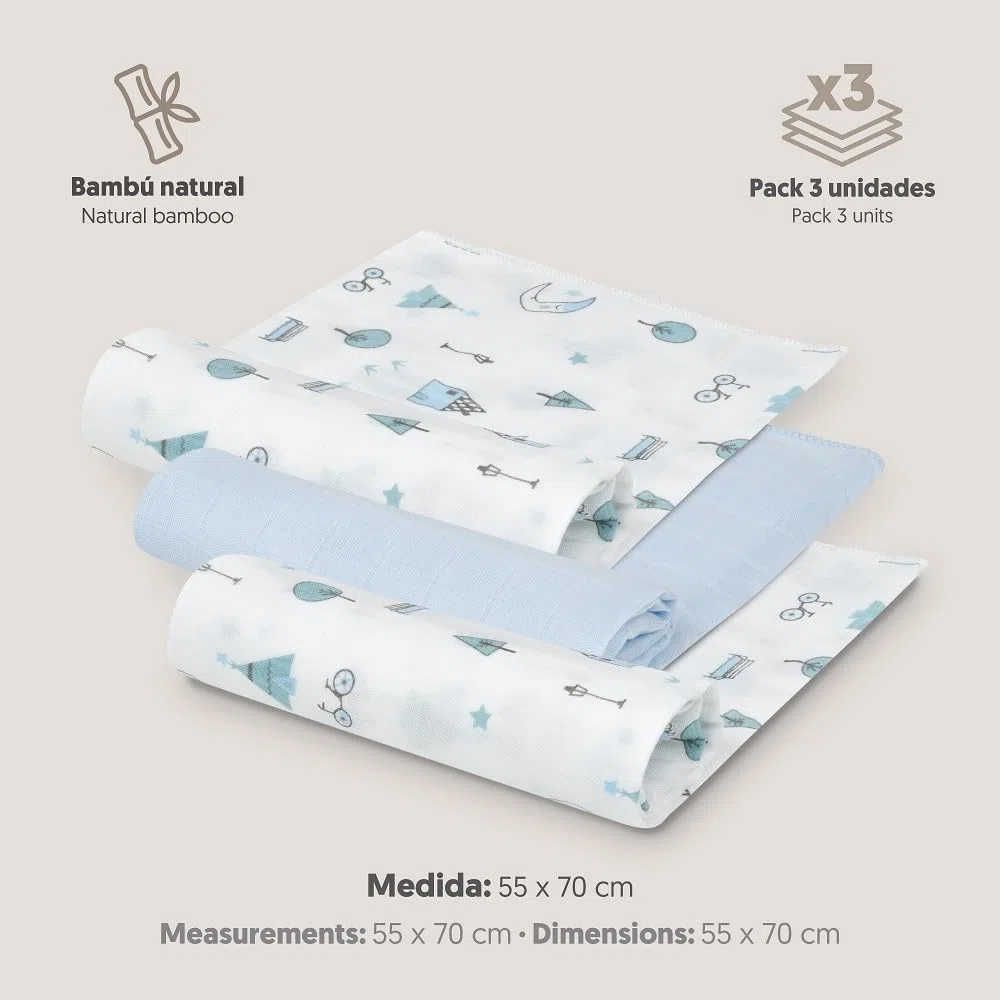 Interbaby Muselina Bambu Bebe 55x75cm | Gasas para Bebes Recien Nacidos, Lactancia, Toalla, Manta | Muselinas Bebe Cómoda, Suave, Transpirable