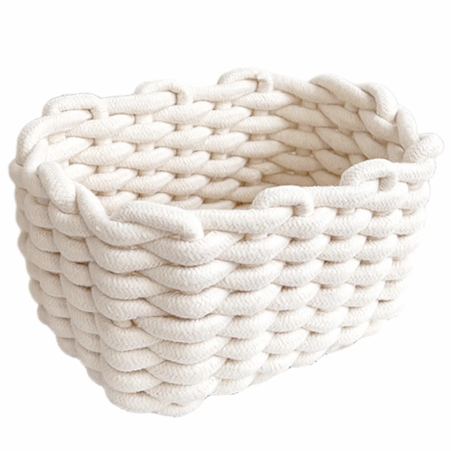 Canasta de cuerda de algodón tejida, canasta de almacenamiento de cuerda, organizador de baño, cesta de almacenamiento para armario de guardería (Blanco)