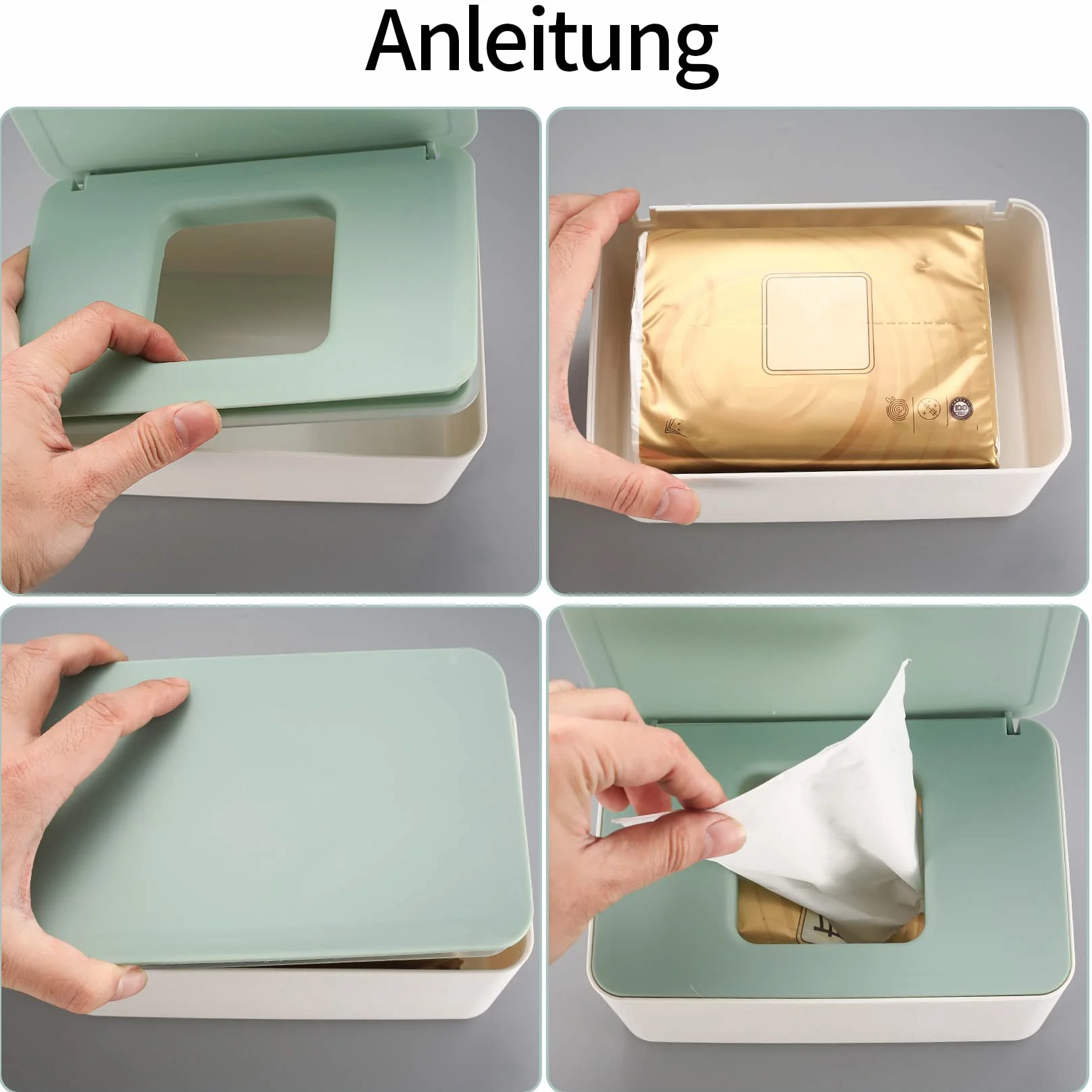2 Piezas Caja para Toallitas Húmedas, Dispensador de Toallitas de Pañal Caja, Caja de Pañuelos, Caja de Servilletas con Tapa, Pañuelos Húmedos Mojado Tejido Caja