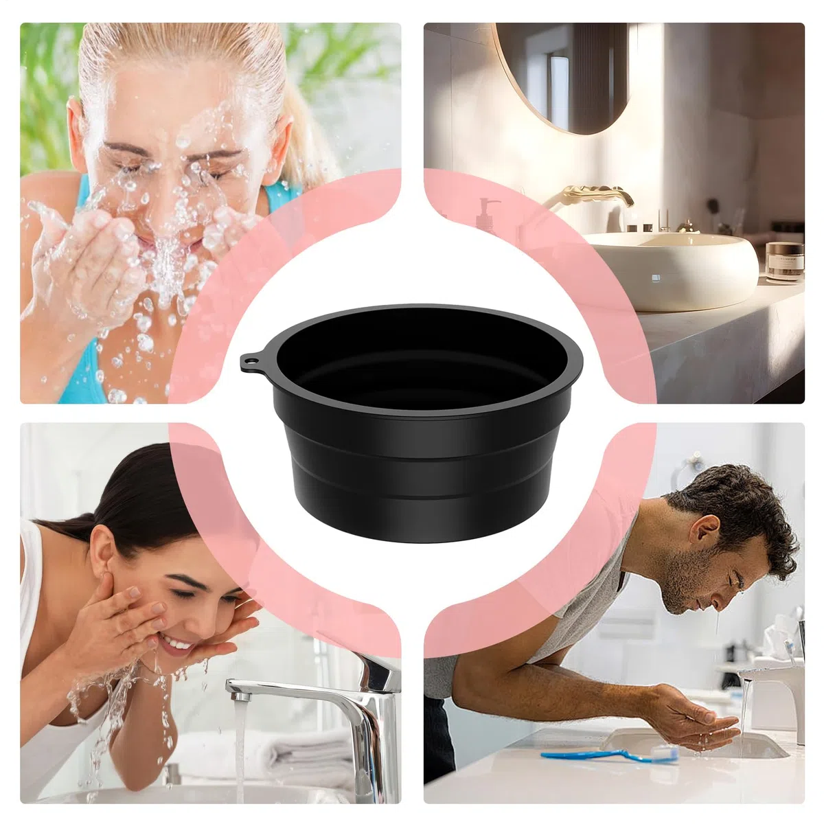 Genérico Cuenco Facial De Hielo - Baño Facial Frío Con Hielo | Lavabo Plegable De Silicona Reafirmante Para Piel En Casa Y Viajes
