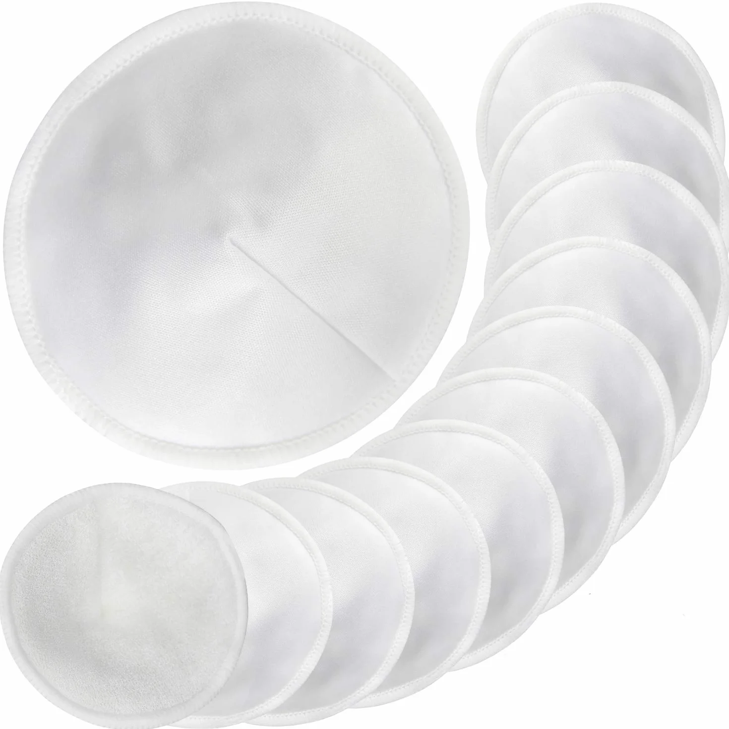Pinowu Almohadillas de lactancia de bambú orgánico (12pcs), 11cm Súper Suaves y Absorbentes Hipoalergénico Discos de Lactancia, Ronda Cojines de Bra a Prueba de Fugas