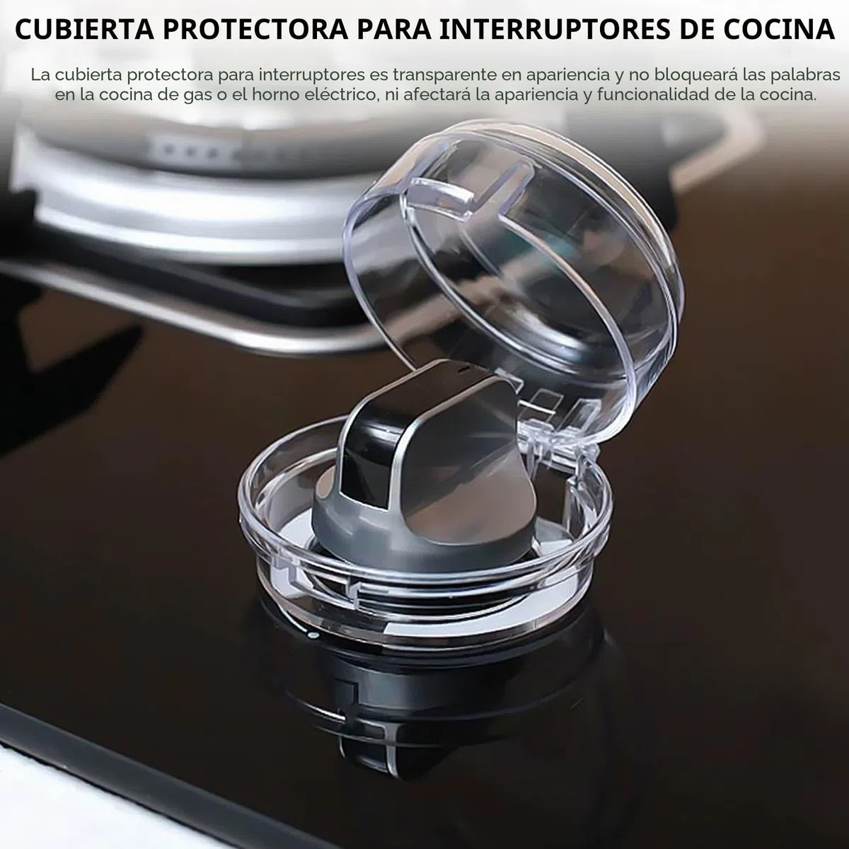 4 piezas de protección para botón de cocina de gas, cubierta protectora para interruptor de cocina, protección para niños, cubierta transparente, botón extraíble, cubierta a prueba de aceite