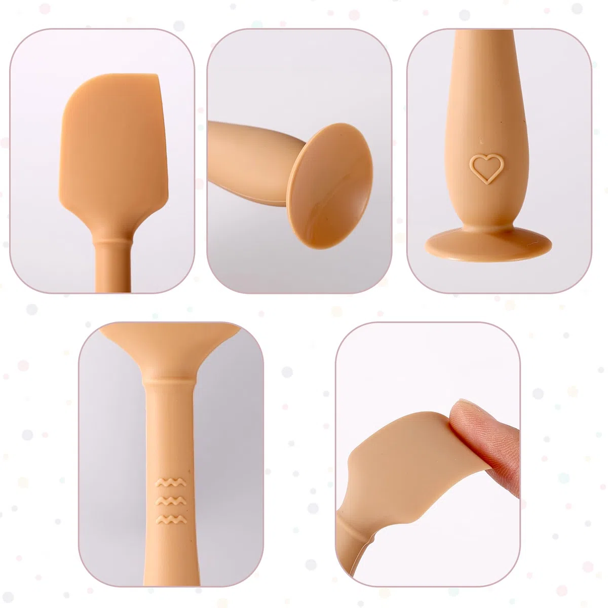 2uds Espátulas para Crema Pañal de Bebé con Estuche, 2 Tamaños Aplicador Pasta de Silicona Suave y Flexible Espátula para Crema Pañal Trasero Bebé Recién Nacido Cepillo(Marrón)