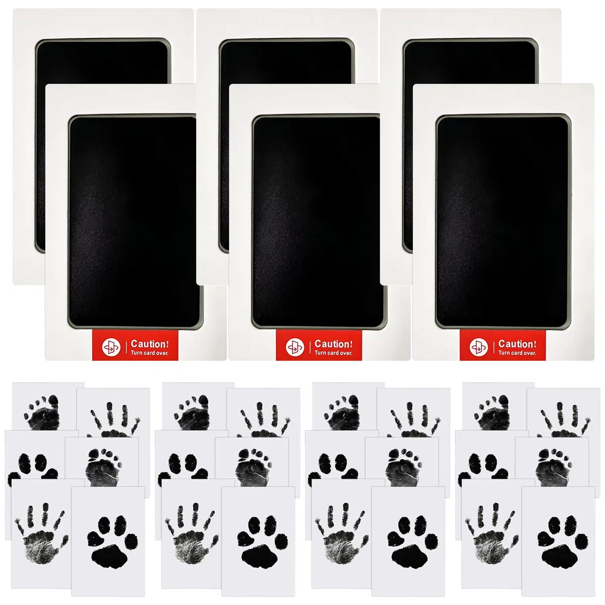 Kit Huella del Pie, 24 Tarjetas de Impresión y 6 Plantillas, Kit de Huellas Bebé Pie y Manos Almohadillas de Tinta No Tóxicas, No se Mancha, Kit Huella del Mascota, Regalo De Bautizo