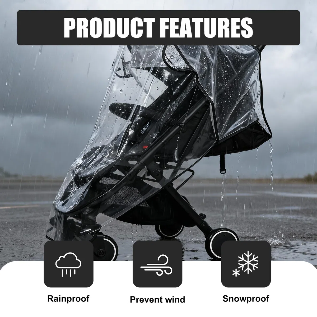 Plastico Lluvia Silla Paseo Universal,Plástico Lluvia Silla Paseo Universal,Material Ecológico de PVC Transparente y Sin Rayar - Protector Impermeable Transpirable para Lluvia, Viento