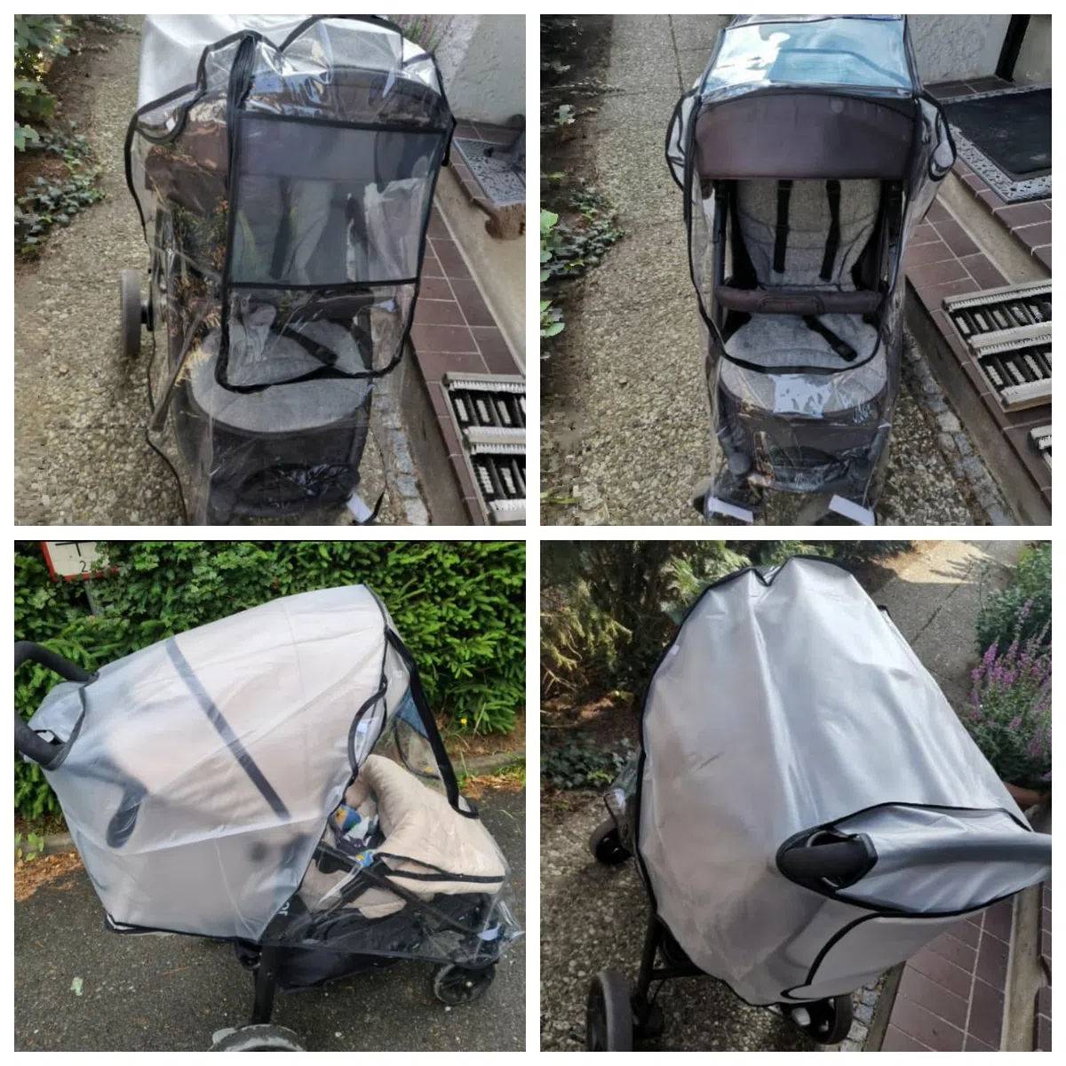 Plastico Lluvia Silla Paseo Universal, Protector Lluvia Carro Bebe Universal, Stroller Rain Cover con ventana de contacto y cremallera, Resistente al viento y a la lluvia, sin contaminantes