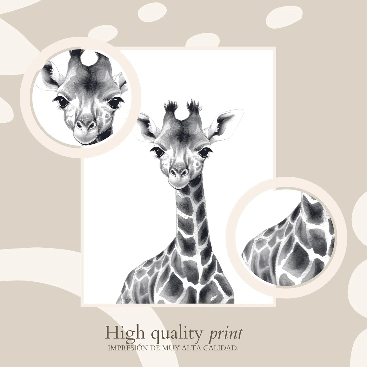 ayurvana Set de 4 Láminas Safari en Blanco y Negro – Cuadros Infantiles de Alto Contraste para Estimulación Visual de Recién Nacidos – Decoración Habitación Bebé Estilo Nórdico y Montessori – A4