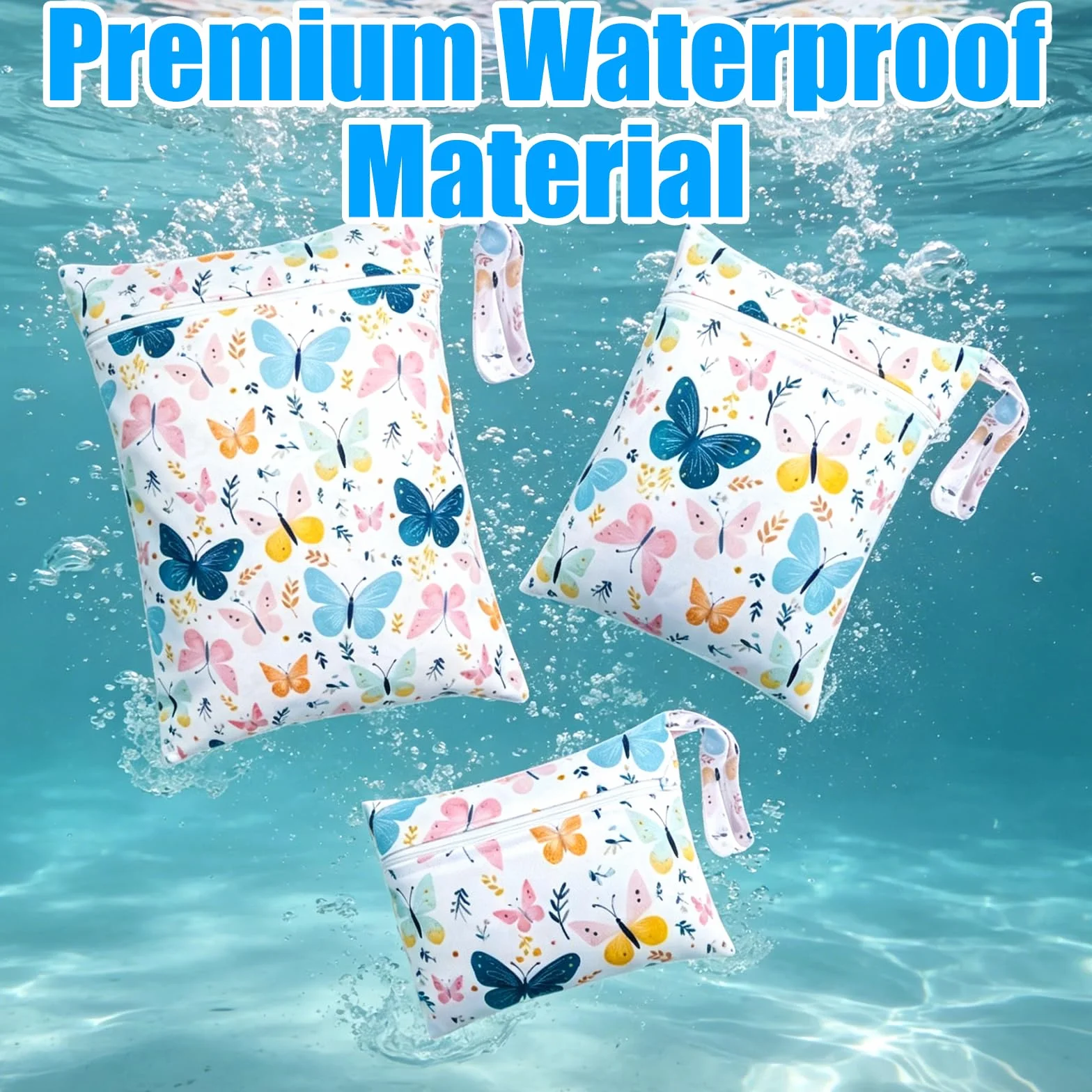 3 Piezas Bolsa de Pañales, 3 Tamaños Organizador de Pañales | Bolsa Impermeable de Tela, Wetbag, con Cremallera, Reutilizable, para Playa, Gimnasio, Artículos Sucios/Mojados