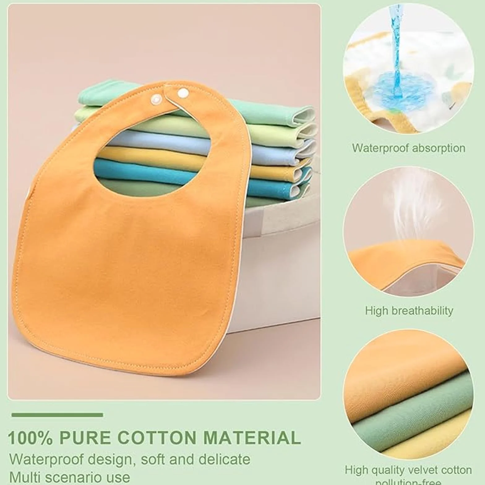 8 Pcs Baberos Bebe, Recien Nacido Algodón para Niñas y Niños