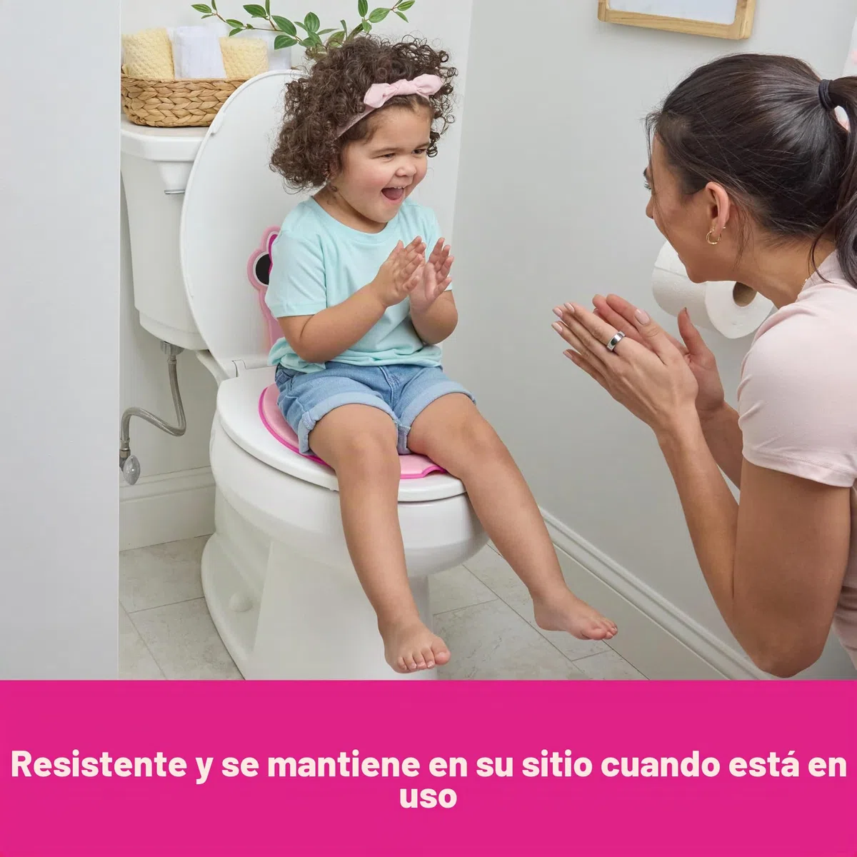 Bright Starts, Disney Baby Minnie Mouse Adaptador WC Niños, Reductor WC Niños con Asas Antideslizantes, Fácil de Montar, Para Niños Desde 18 Meses, Rosa