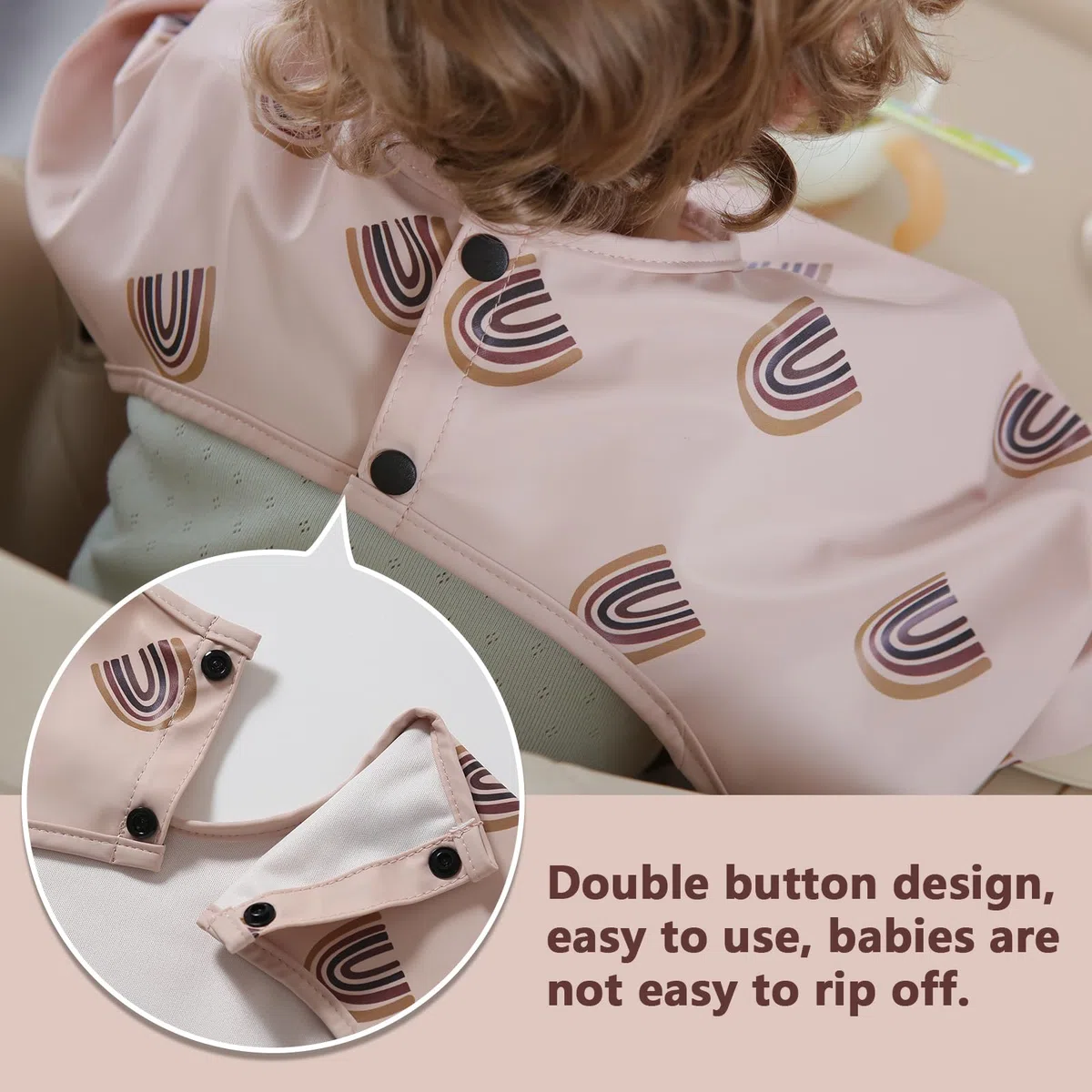 Babero con Mangas Largas - Lavable a Máquina y Resistente al Agua 6-24 Meses para Baby Led Weaning, Babero Cubrepañal para la Alimentación del Bebé
