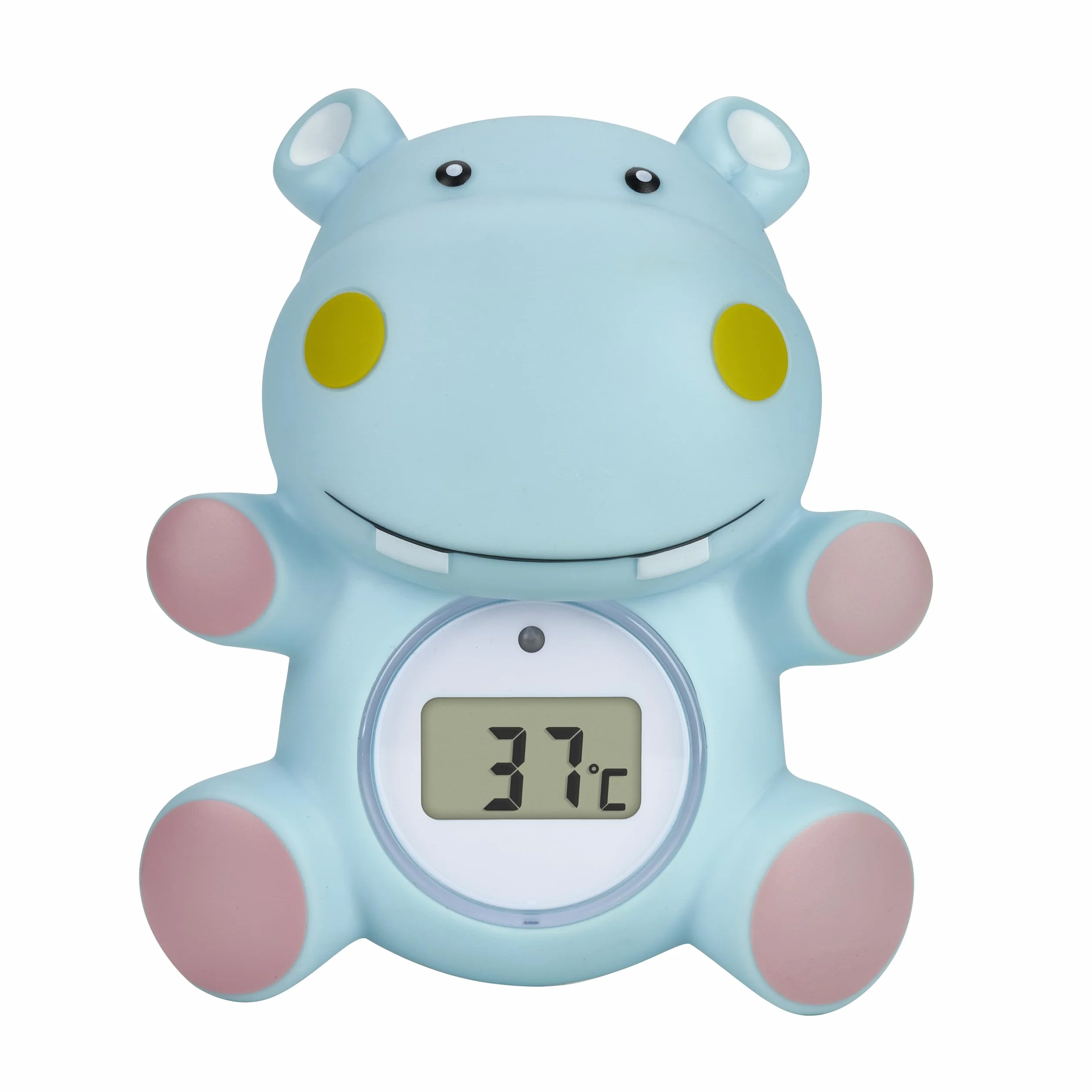 TFA Dostmann HIPPO, Termómetro de baño digital para bebés, 30.2034.14, para niños y personas mayores, también para piscinas, jacuzzis en forma de hipopótamo, 9,8 cm de alto, color azul
