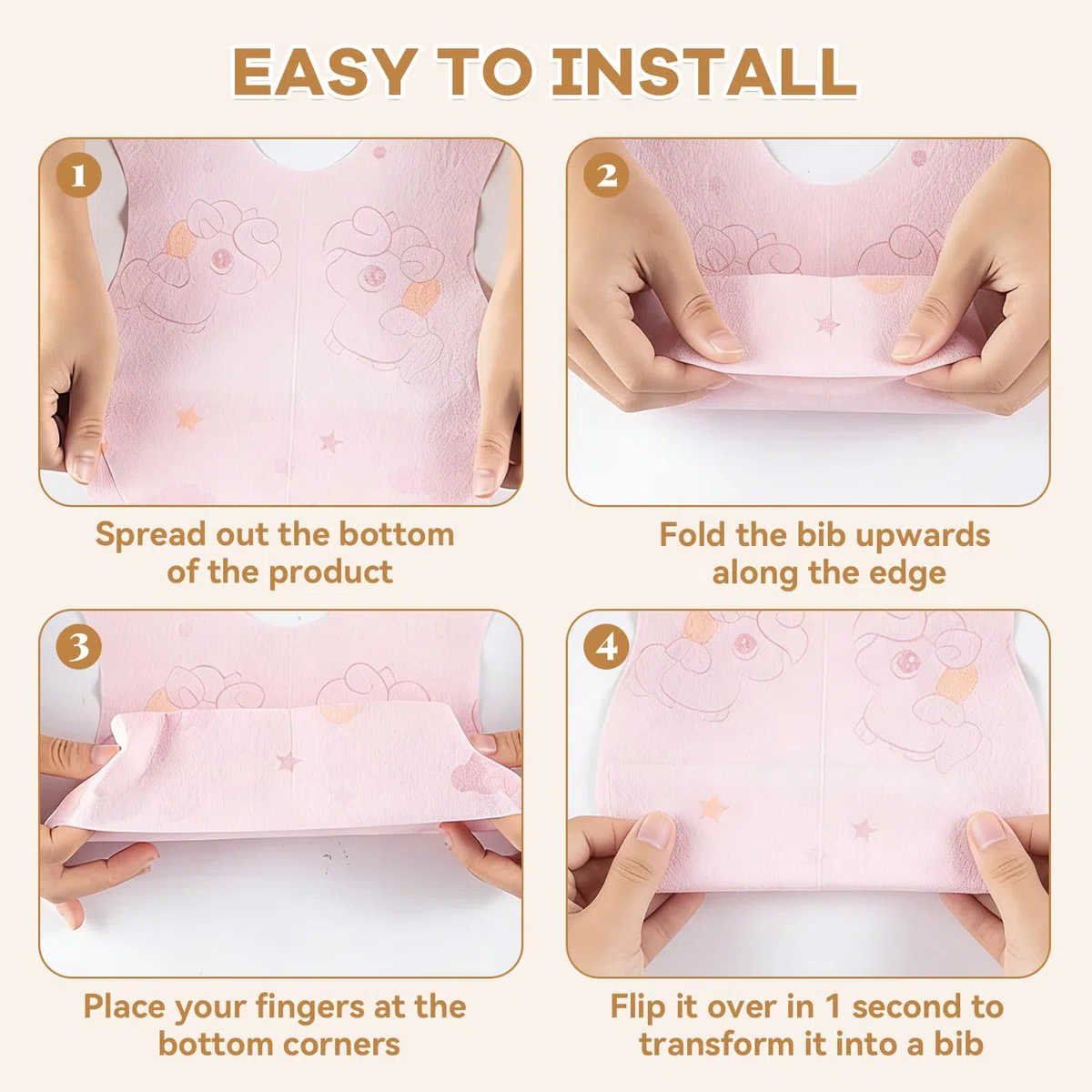 50 Piezas Papel Baberos Bebe, Babero para Niños con Bolsillo Ajustable Baberos Bebe Impermeables no Requiere Limpieza para Familia, Viajes, Habitación Infantil en 5 Patrones