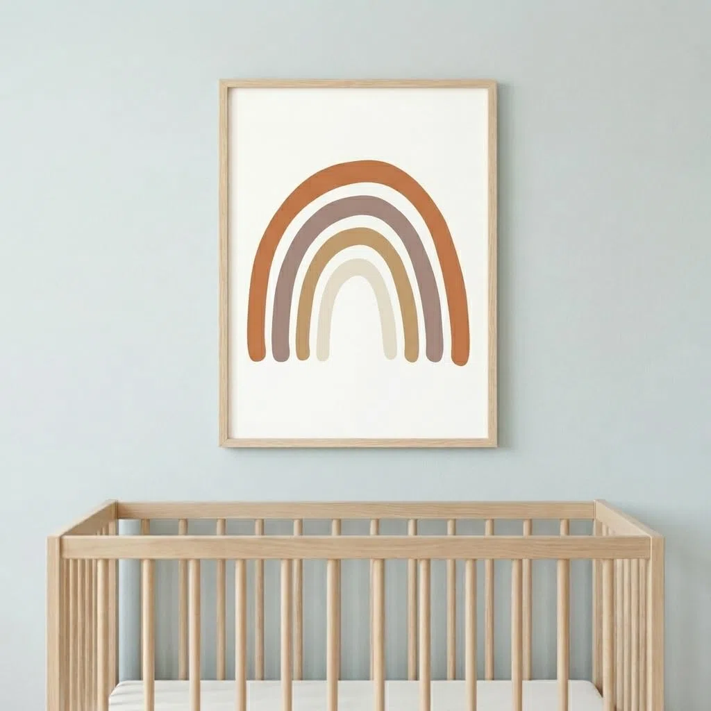 Set de 3 Cuadros Infantiles - Triptico Láminas Infantiles Personalizadas con Nombre e Inicial A3 - Decoración Habitación Bebé León y Arcoíris Boho Nordico Animales - Regalo Lienzo - Sin Marco (León)