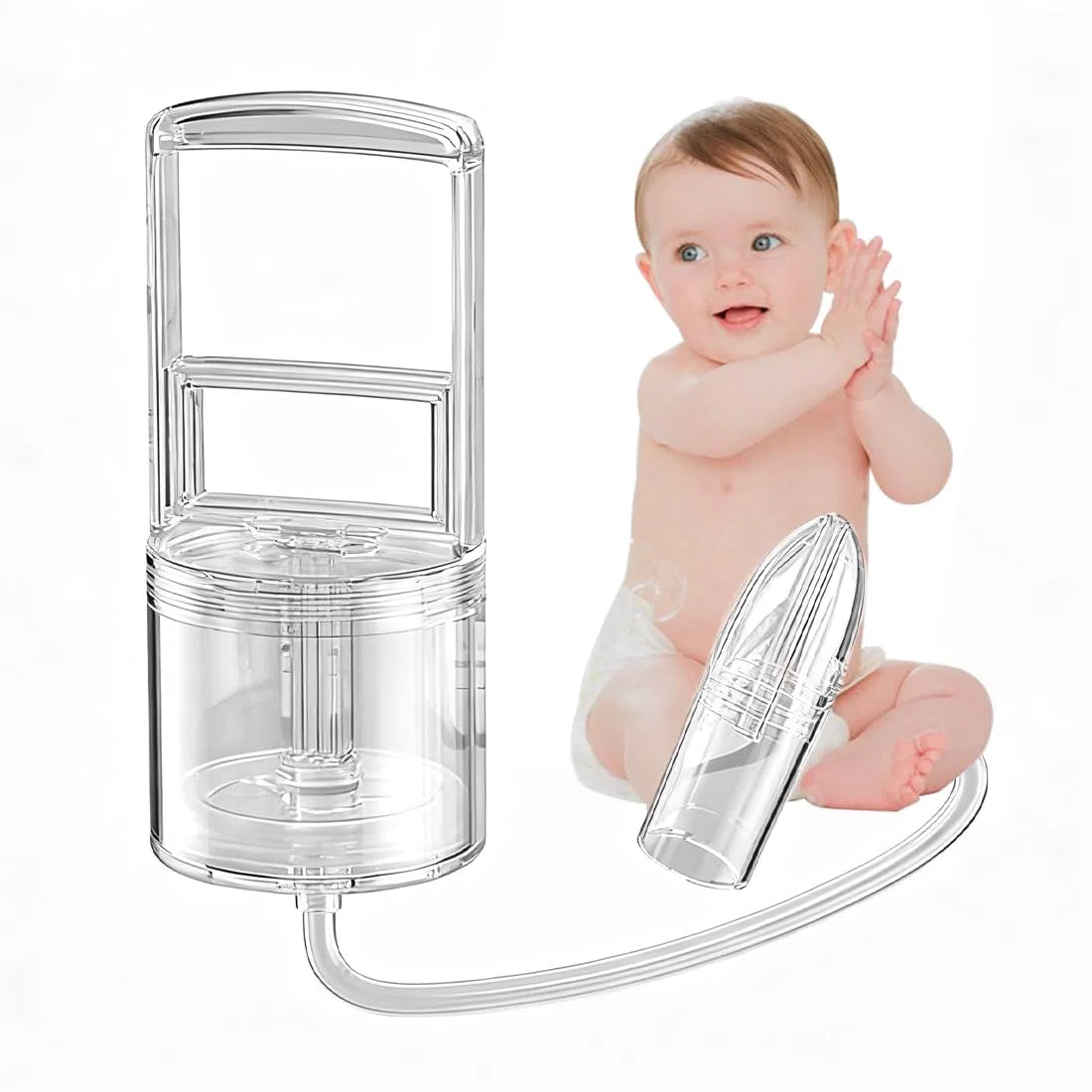 Aspirador Nasal Manual para Bebés, Limpiador Nasal Portátil, Succionador de Mocos con Bomba de Silicona Suave, Aspirador Nasal de Viaje