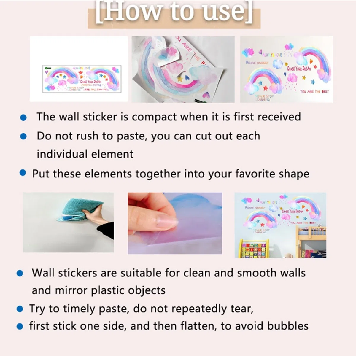 Pegatinas de Pared Arcoíris, Calcomanías de Vinilo para Pared Decorativas Dormitorio Infantiles, Arcoíris Pegatina Luminosas para Niños, Pegatinas de Pared que Brillan en la Oscuridad