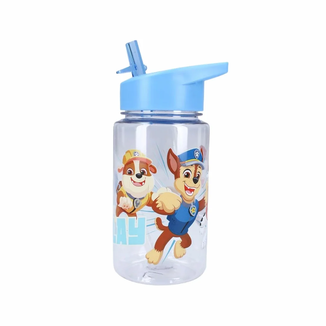 Botella de agua My sweety pop para niños, Paw Patrol, transparente, de plástico, para niños, guardería, escuela, vacaciones, comida, 12 cm, 450 ml, hidratación, idea de regalo