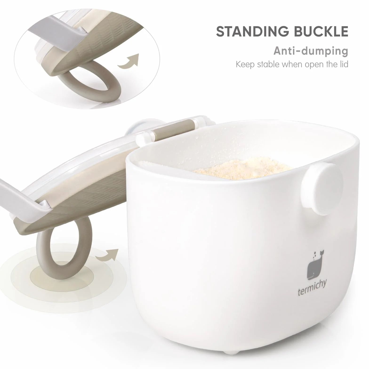 Termichy Porcionador de Leche en Polvo para Bebé, Dispensador de Leche en Polvo, 250g Contenedor Portátil Hermético para Leche en Polvo para Viaje, con Raspador y Cuchara (Caqui,1 Pieza)