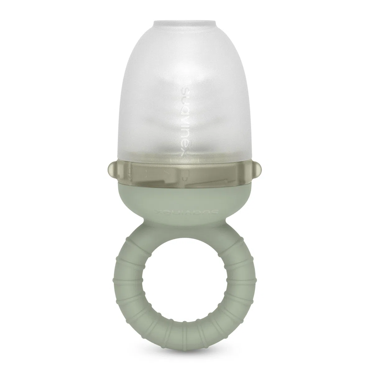 Suavinex, Chupete Fruta Bebé, Alimentador Antiahogo de Silicona Grado Alimentario, con Tapa, Fácil de Limpiar, Apto Lavavajillas, Apto Congelador, Alivia las Encías, Ideal BLW, +6 Meses, Verde