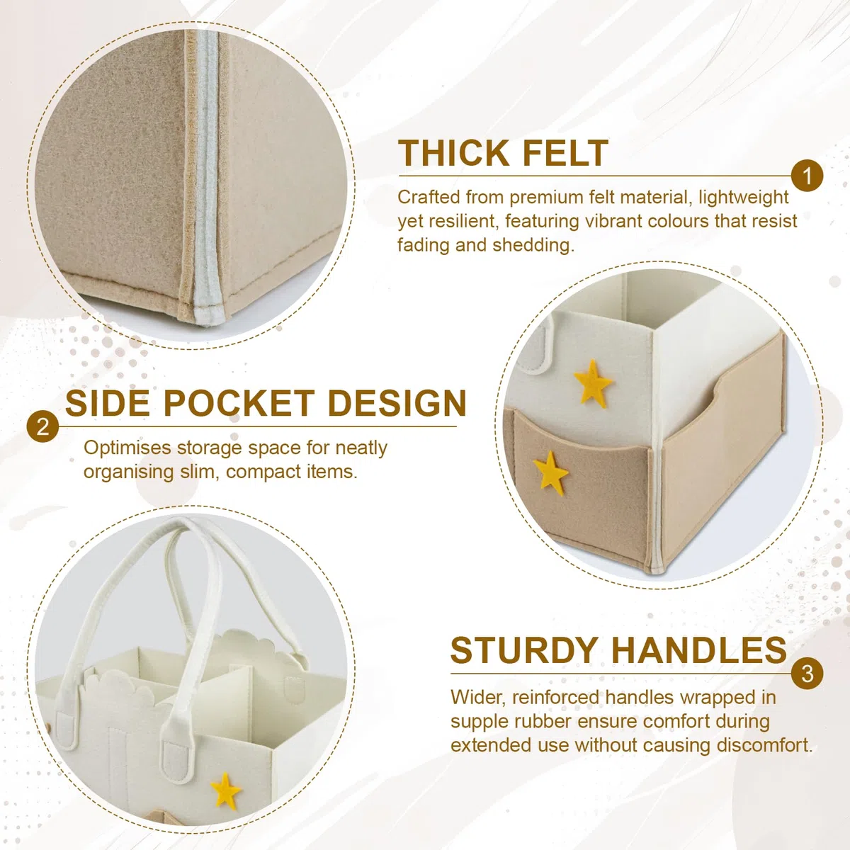 Cesta Organizadora Bebe,Organizador Pañales de Fieltro con Compartimentos Extraíbles,Cestas Bebe Cesta Cambiador para Juguetes,Libros Ilustrados,Aperitivos,Material de Oficina
