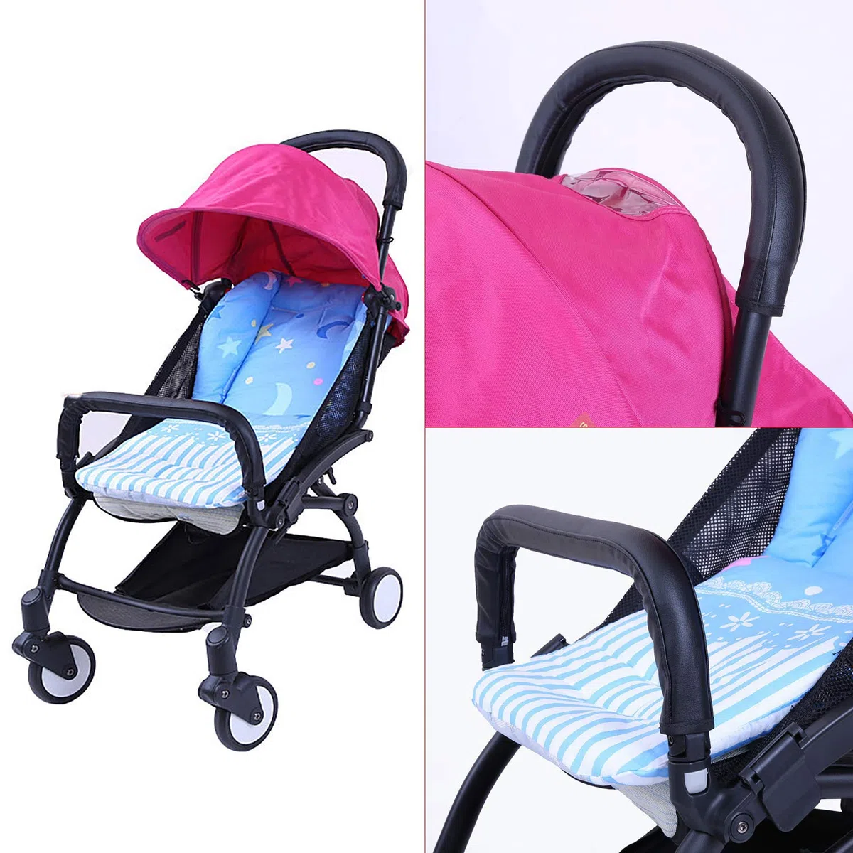 Funda de Manija para Cochecito de Bebé Cubierta de Cochecito de Cuero Cubierta de Manija de Cochecito Universal con Cierre de Cremallera, Impermeable, Anti-Sucio, Anti Desgaste, Negro