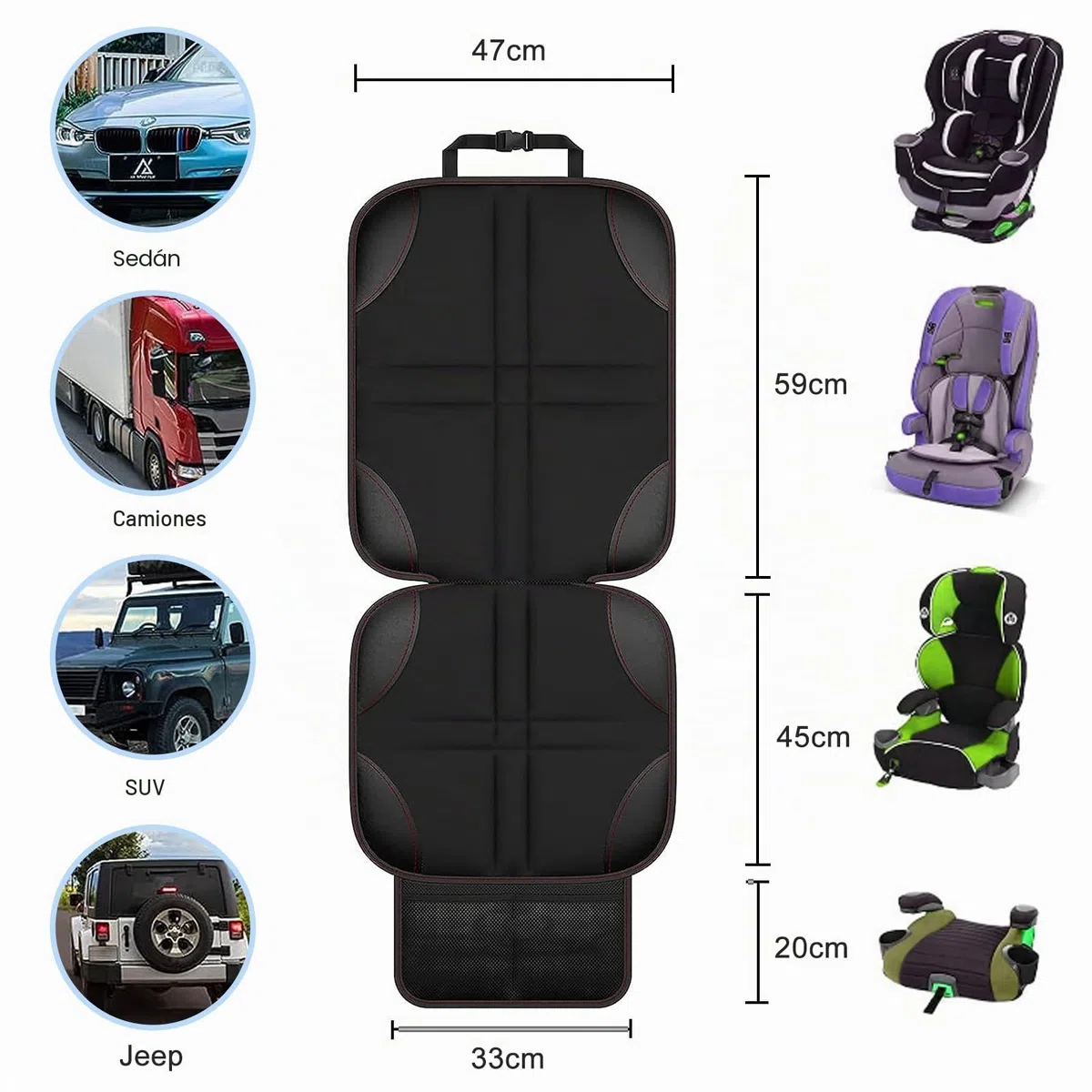 Nutabevr Protector Asiento Coche Niños Compatible Isofix con 2 Bolsillos de Almacenaje, Protectores Impermeables Desde Manchas y Daños, para SUV, Sedan
