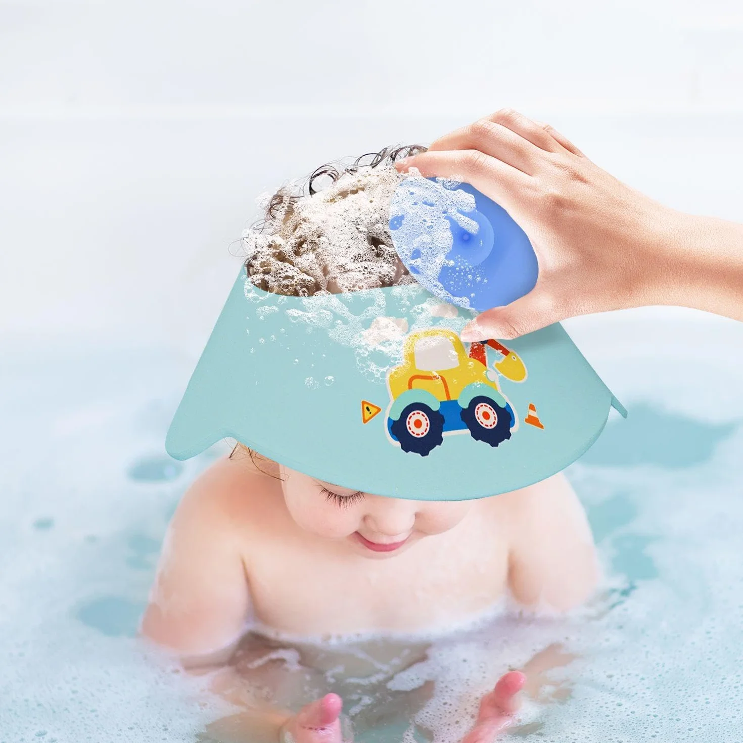 Capas De Ducha De 2 Piezas, 2 Pinceles De Masaje De 2 Piezas, Dibujos Animados Lindos, Protección Para Los Ojos, Protección Del Oído, Ducha Para Niños Y Tapa Impermeable Para El Cabello.