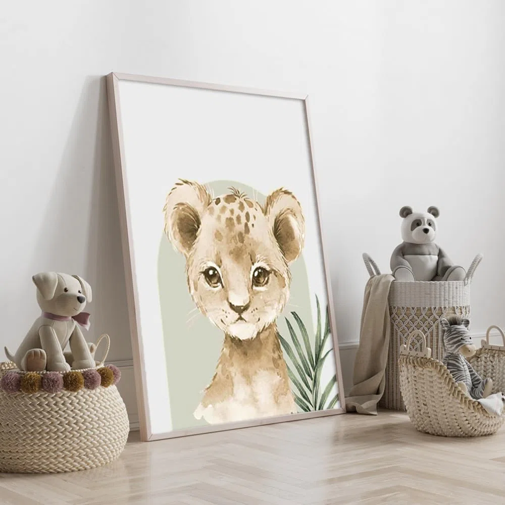 3 Laminas Animales Infantiles Personalizadas 30X40CM Poster Habitacion Bebe Cuadros Safari Infantil Niño Beige Verde Lienzo Infantil Selve Laminas Animales Salvajes Bebe Niño Habitacion sin Marco