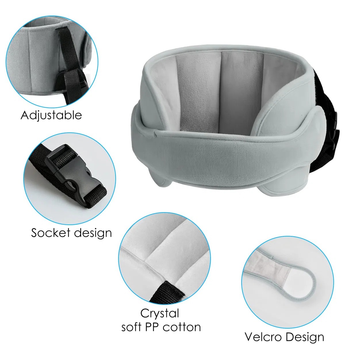 Reposacabezas de Seguridad para Bebe, Banda de Soporte para la Cabeza del Asiento de Coche Ajustable, Sujeta Cabezas Coche para Niños, Cinturón de Protección para la Cabeza para Niños