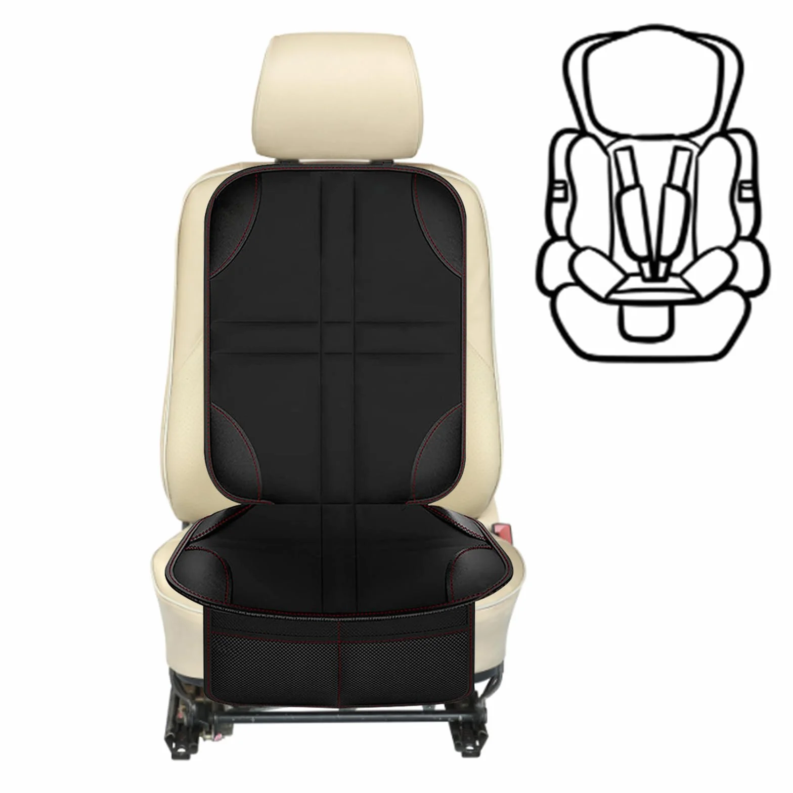 Nutabevr Protector Asiento Coche Niños Compatible Isofix con 2 Bolsillos de Almacenaje, Protectores Impermeables Desde Manchas y Daños, para SUV, Sedan
