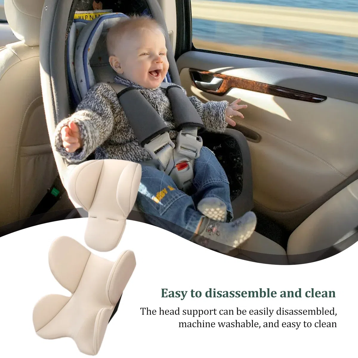 Cojín de Asiento de Coche para bebé, Almohadilla de inserción de Asiento de Coche de Apoyo para la Cabeza y el Cuerpo, Almohadillas para Cochecito, Insertos de Asiento de Coche para recién
