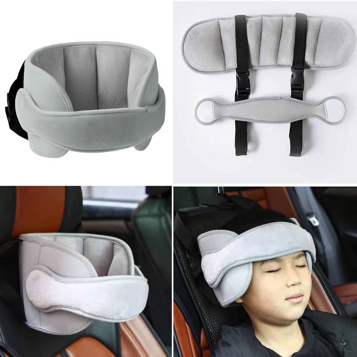Reposacabezas de Seguridad para Bebe, Banda de Soporte para la Cabeza del Asiento de Coche Ajustable, Sujeta Cabezas Coche para Niños, Cinturón de Protección para la Cabeza para Niños