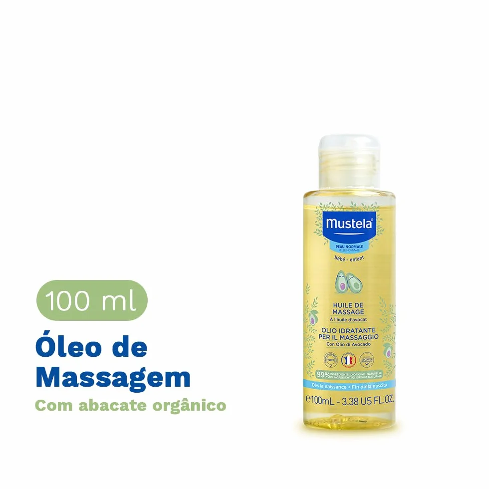 Mustela Aceite Hidratante de Masaje Infantil con Aguacate, Granada, Girasol, Cuerpo para Bebés y Familia - Hidrata y Mantiene la Piel Suave, 99% Ingredientes de Origen Natural (100ml)