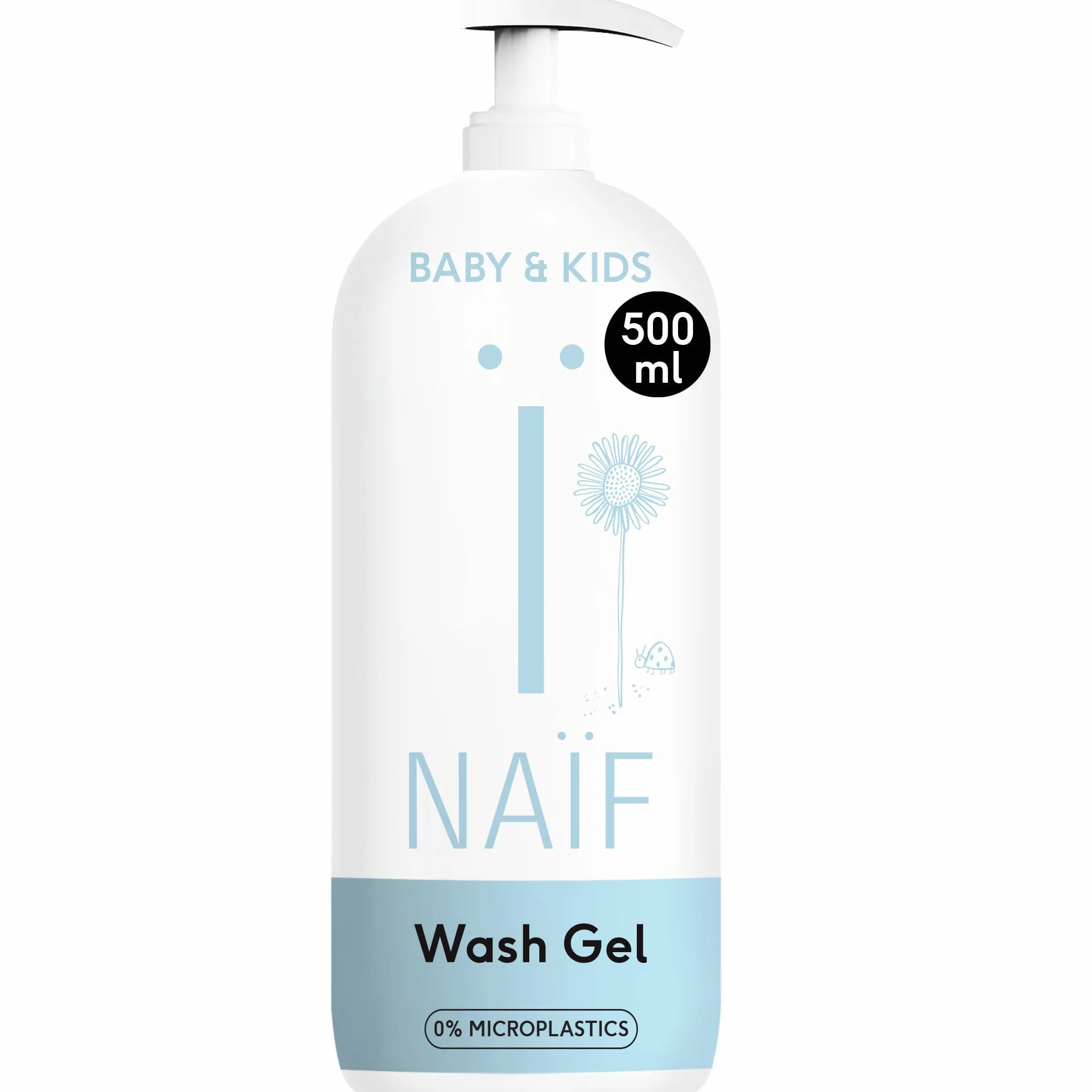 Naïf Gel de Ducha Nutritivo para Bebés y Niños – Gel de ducha para piel sensible, con ingredientes naturales, vegano, cuidado diario del bebé – 500ml