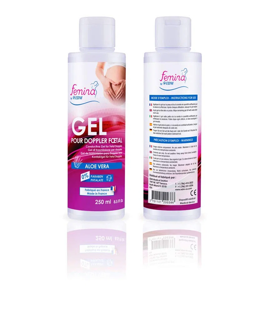 Femina - Gel de transmisión para Doppler Foetal con Aloe Vera - Fabricado en Francia 2 x 250 ml