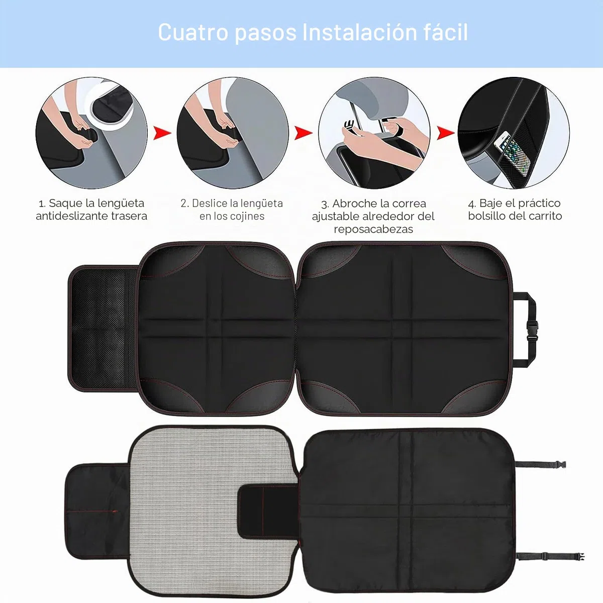 Nutabevr Protector Asiento Coche Niños Compatible Isofix con 2 Bolsillos de Almacenaje, Protectores Impermeables Desde Manchas y Daños, para SUV, Sedan