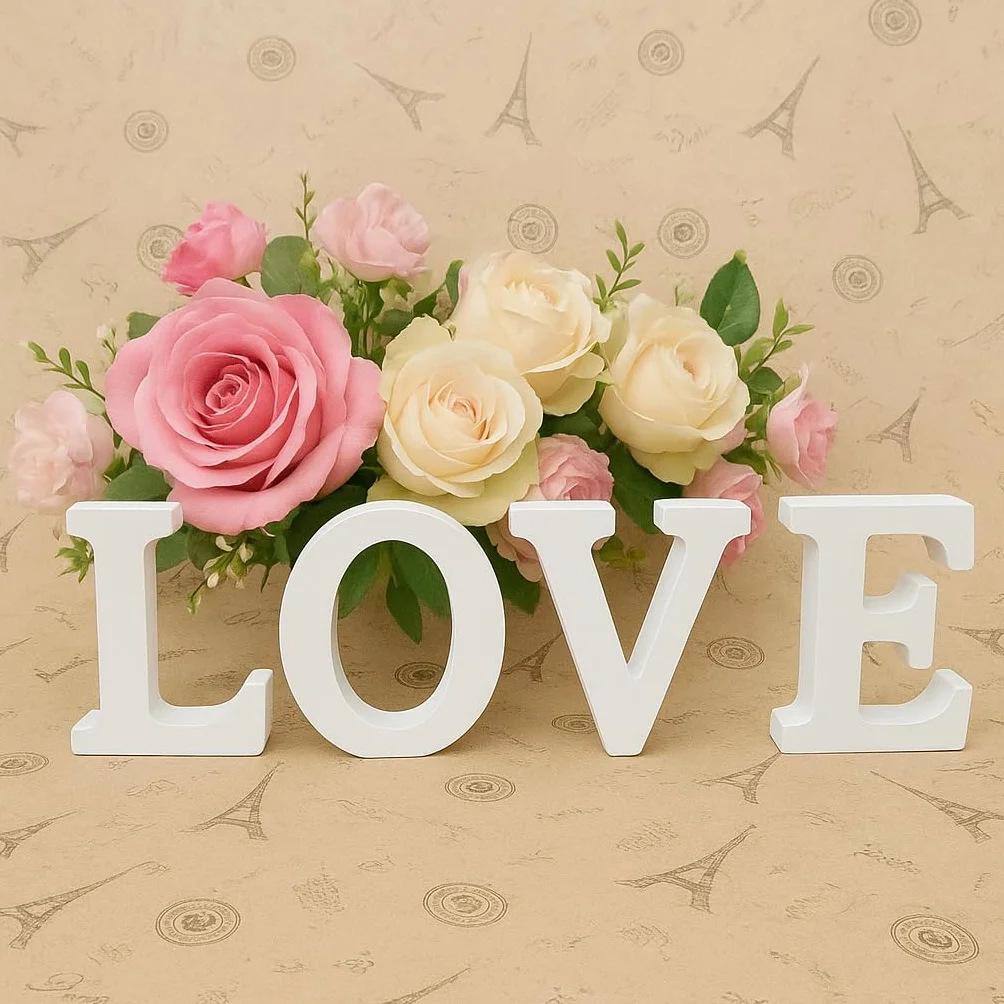 26 Letras de Madera Alfabeto Decorativo para Niños Bebé Nombre Fiesta Boda Casa Decoración (A)