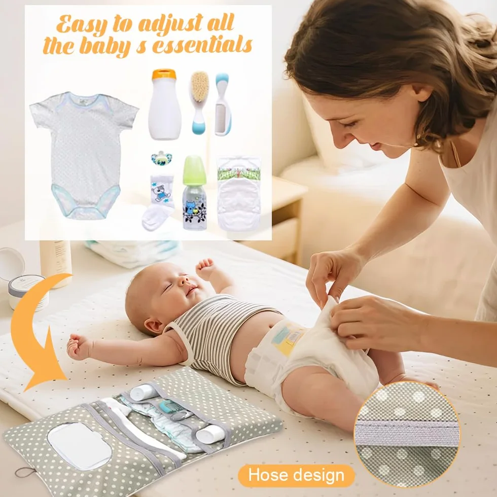 Bolsa de Pañales 2 en 1,Porta Pañales Y Toallitas Bebe,Organizador de Neceser Bebe Portátil,Organizador Cambiador Reutilizables,Nappy Bag Diaper,Bolsa de Cosméticos de Viaje Plegable para Mamá
