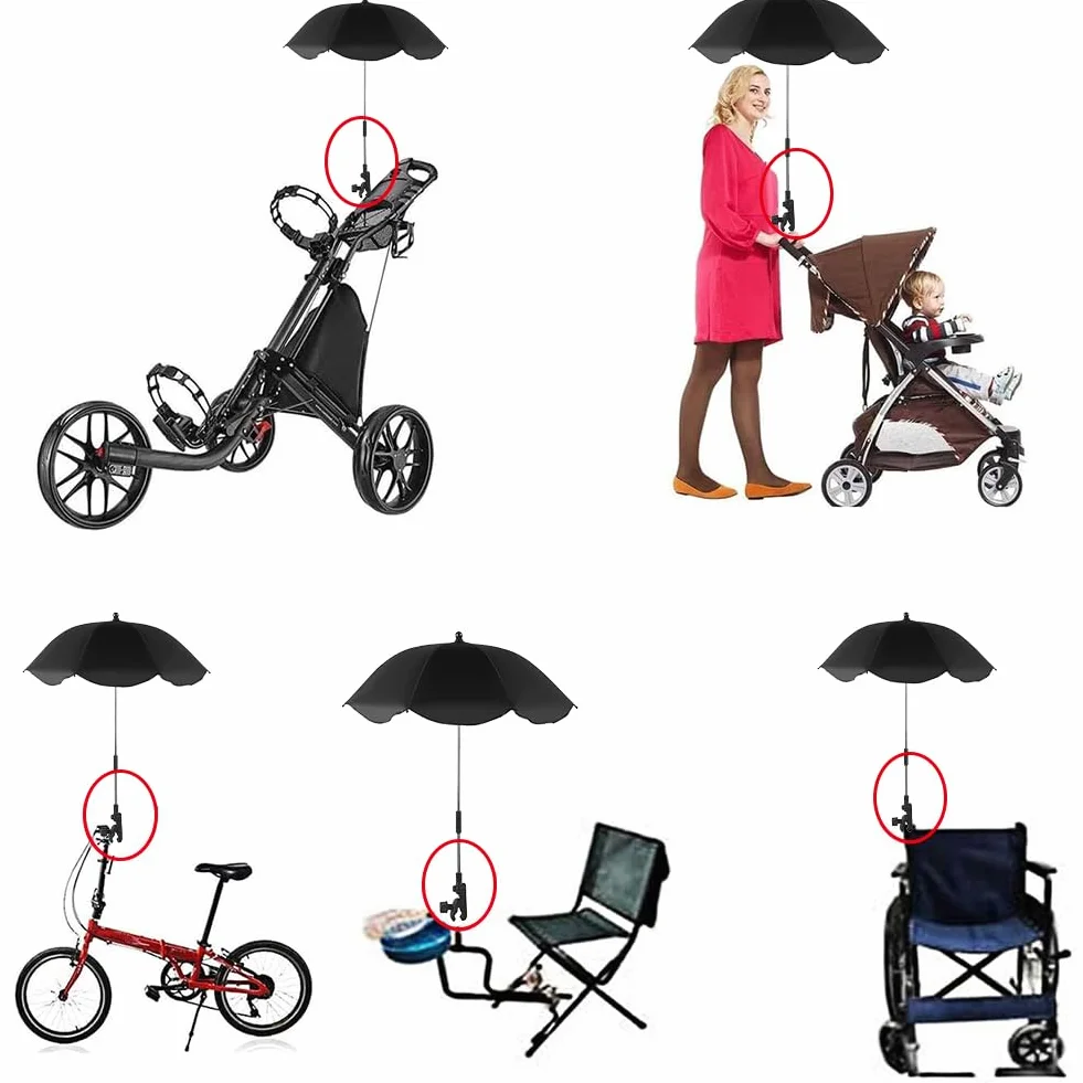 Sombrilla de Cochecito, Sombrilla Universal para Cochecito de Bebé, Sombrilla Universal para Cochecito de Bebé,para Tubos Redondos y Ovalados, para Cochecito & Silla de Paseo,Negro